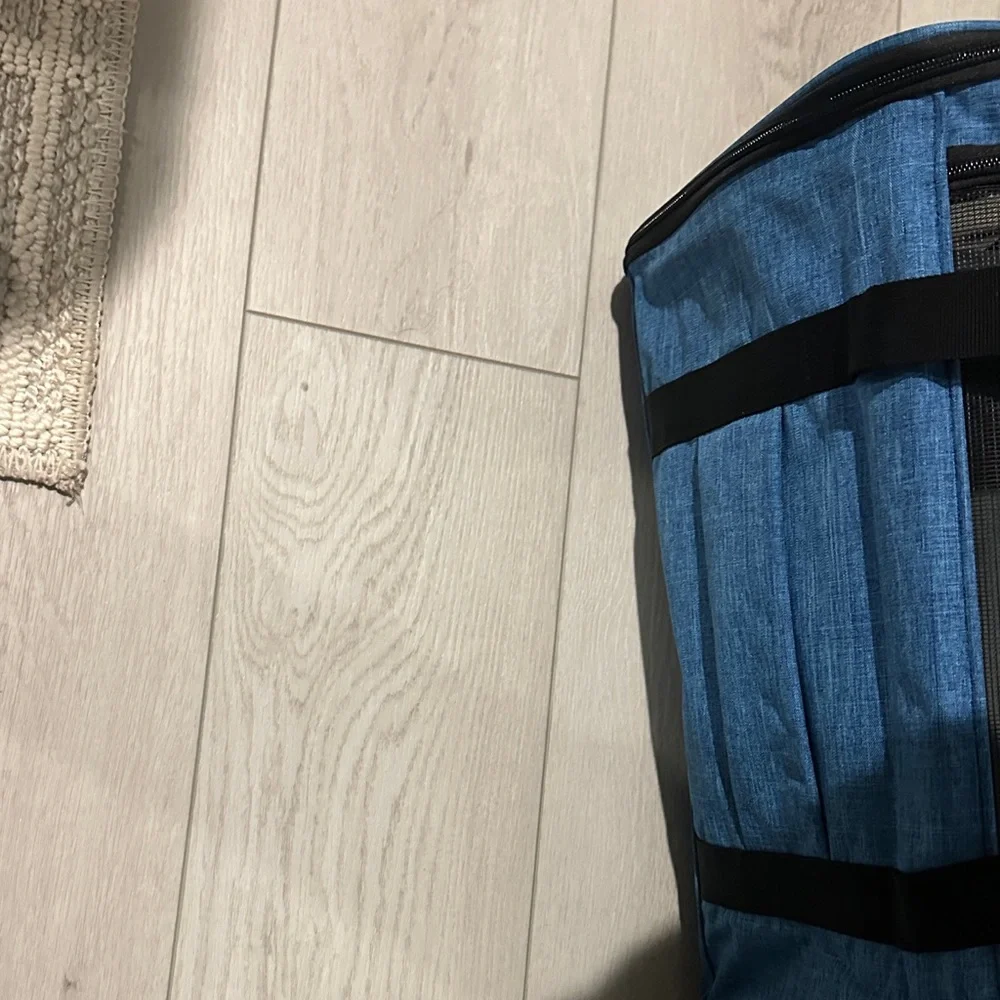 Blue Pet Carrier with Black Mesh - Picture 3 of 7